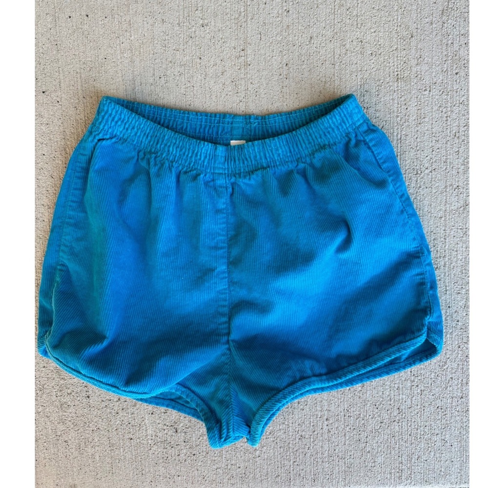 Vintage American Apparel Teal Blue Corduroy Mini Shorts XS Made in USA